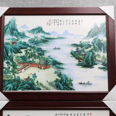 TRANH SỨ 4 TẤM HỌA TIẾT SƠN THỦY HỮU TÌNH